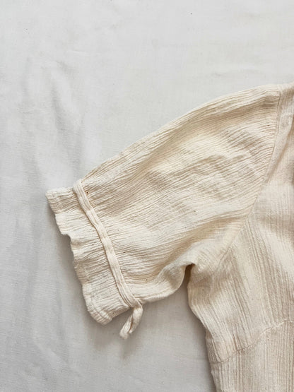 70s cream crinkled dress, Size S