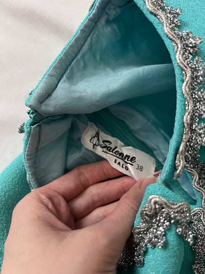 70s turquoise and silver dress, Size S