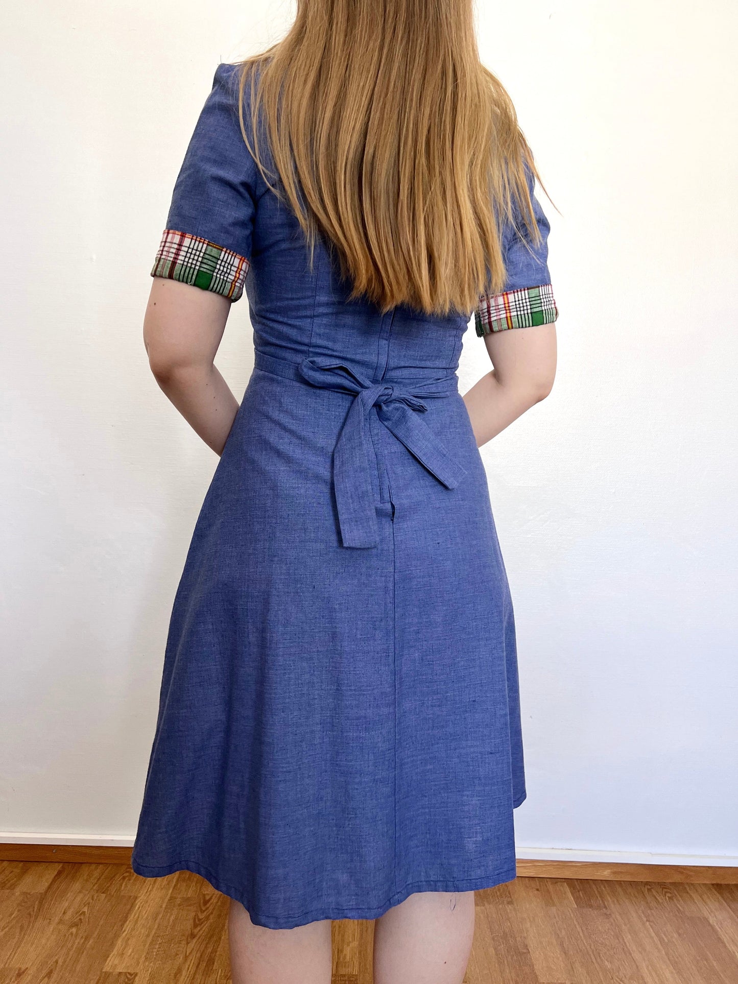 Blue and plaid dress, Size S