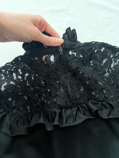 70s black prairie dress, Size M-L