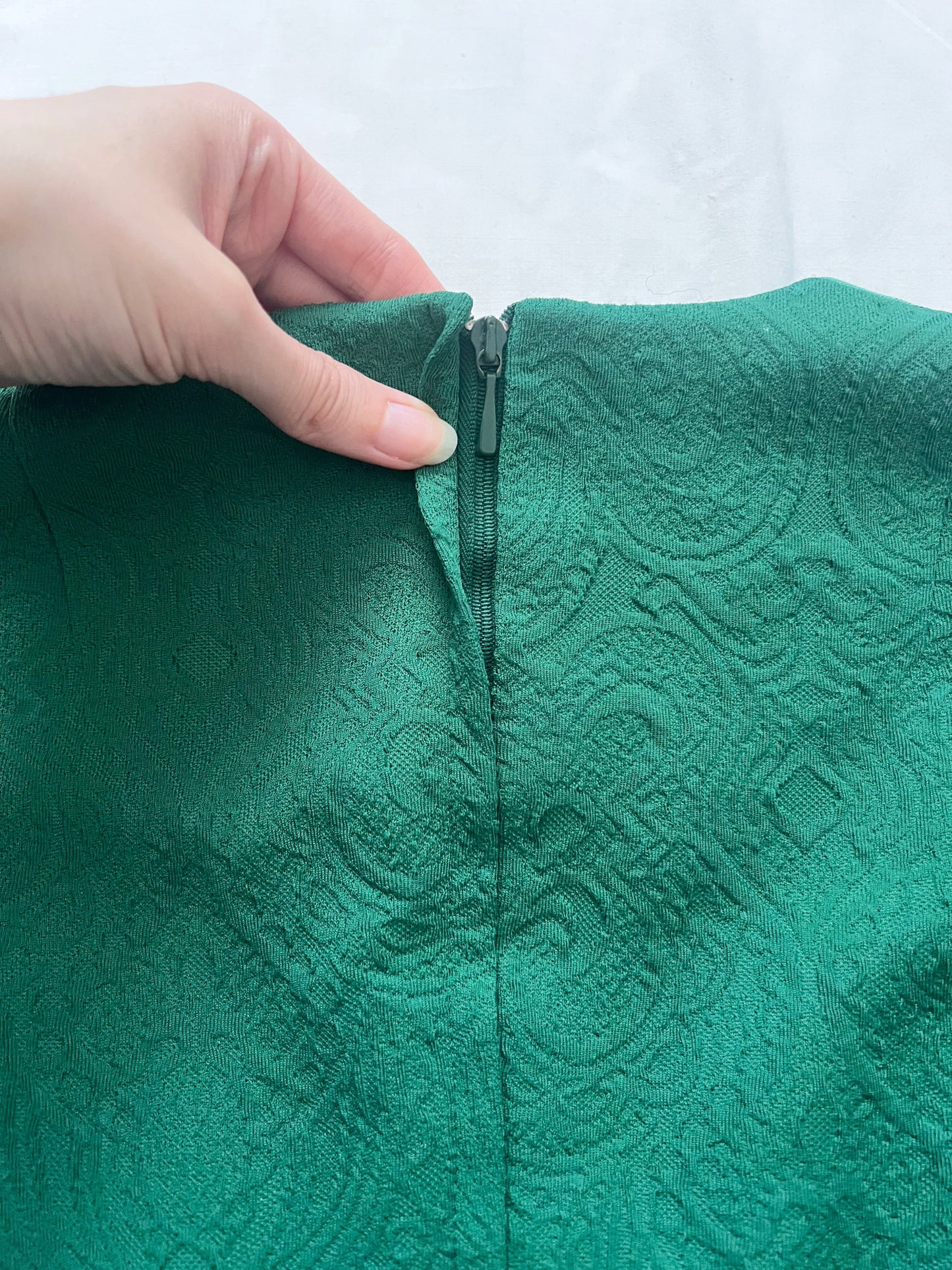 60s green swirl print mini dress, Size S