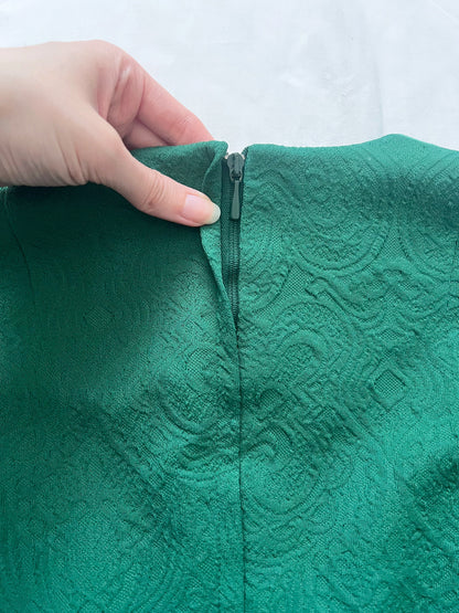 60s green swirl print mini dress, Size S