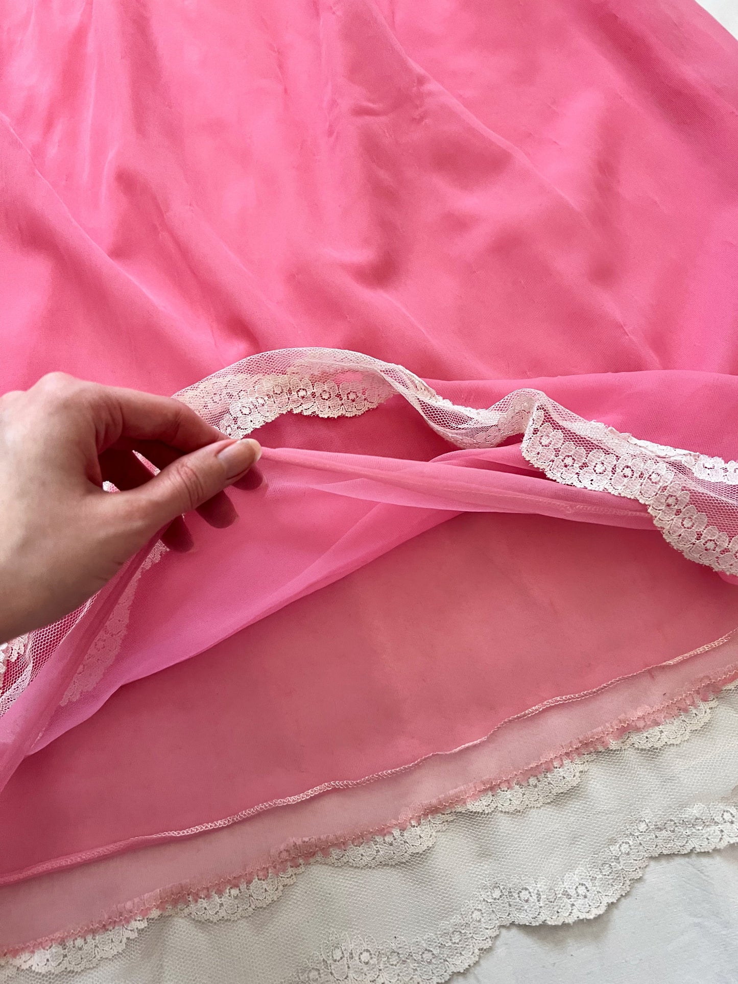 60s romantic pink peignoir set, Size L