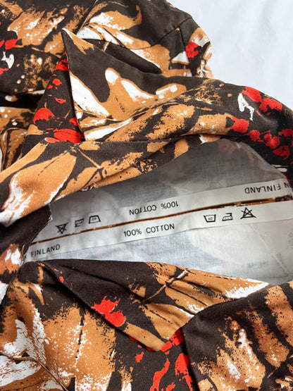 Cotton brown leaf pocket dress, Size L