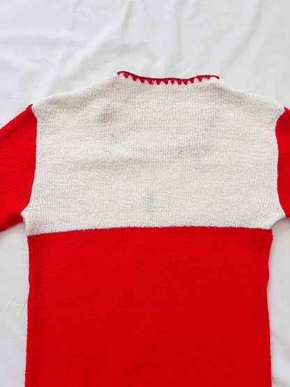 70s red and white knit summer top, Size XS-S