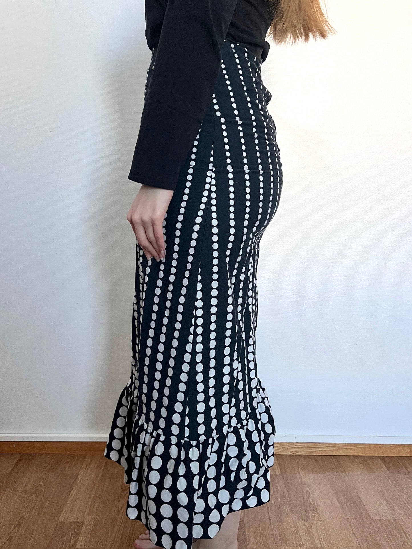 70s cotton polka dot skirt, Size XS-S