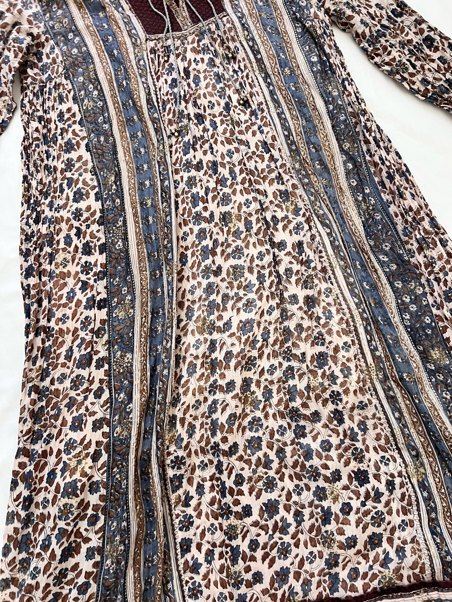 70s Indian cotton gauze pattern dress, Size M