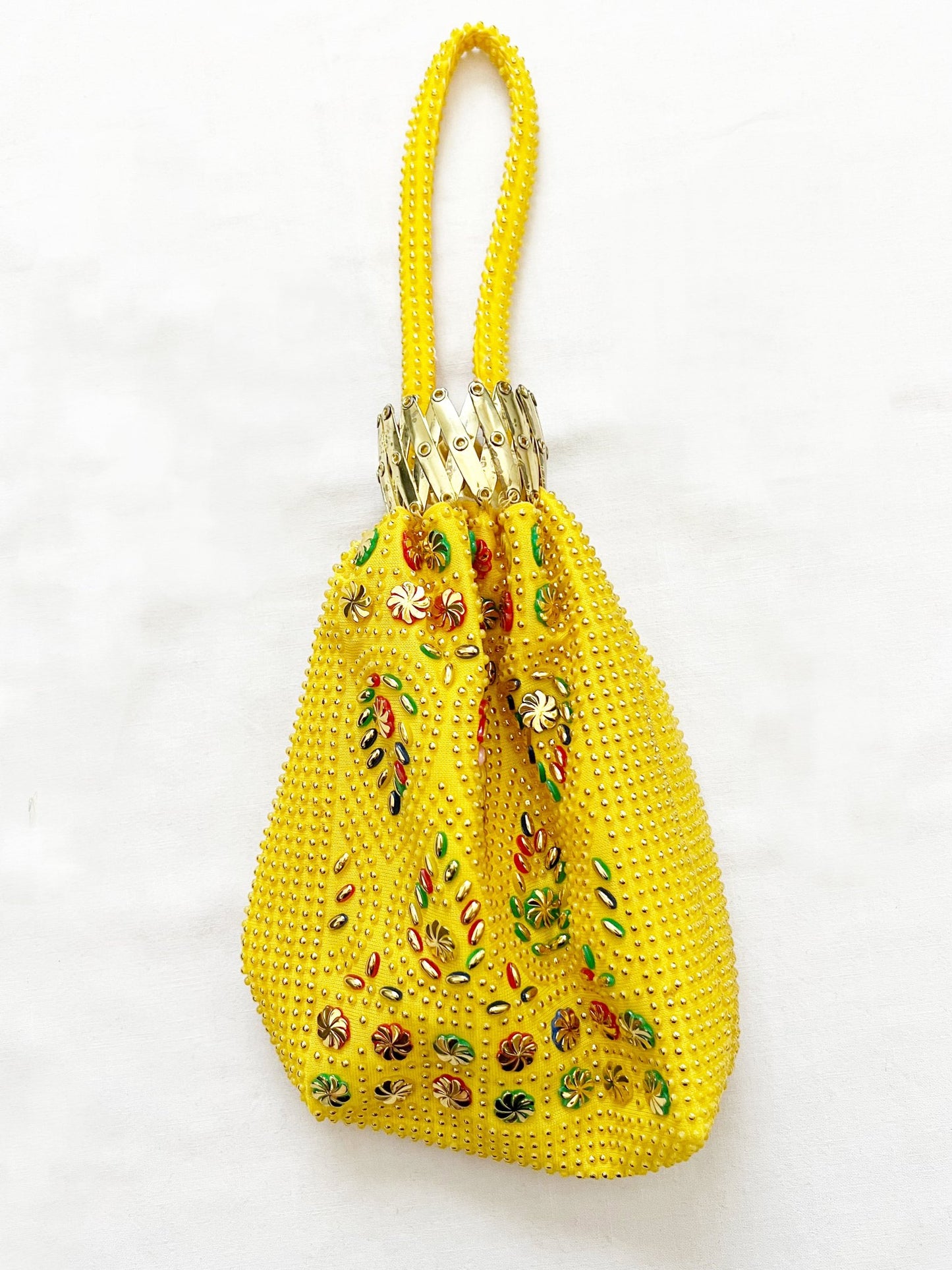 Yellow beaded purse