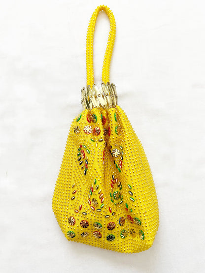 Yellow beaded purse