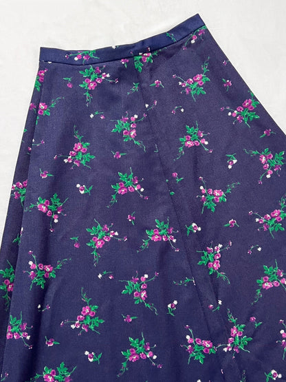 70s purple flower skirt, Size S