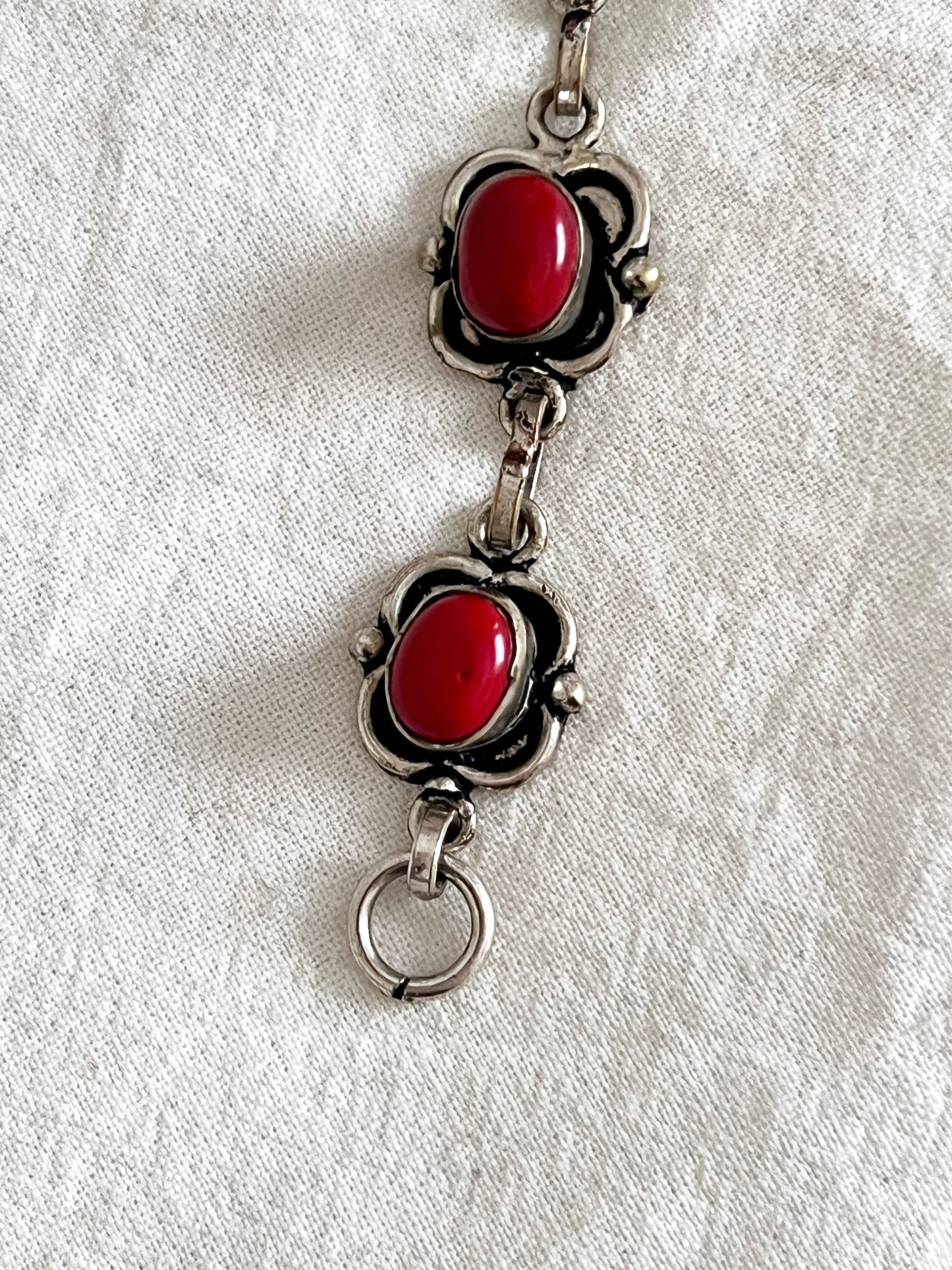 60s red stone and silver bracelet