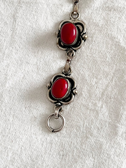 60s red stone and silver bracelet