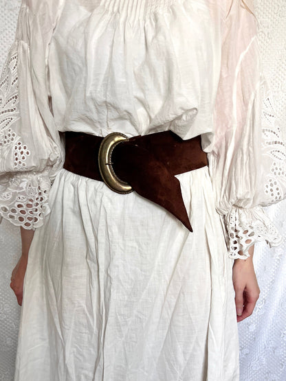 70s wide brown suede belt, Size XS-S