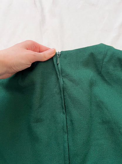 70s green flared sleeves dress, Size S