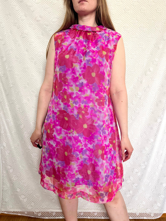 60s flower power dress, Size L