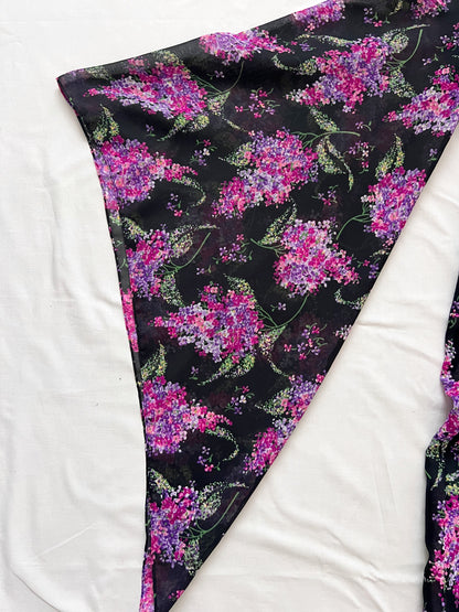 70s floral dramatic sleeves dress, Size XS