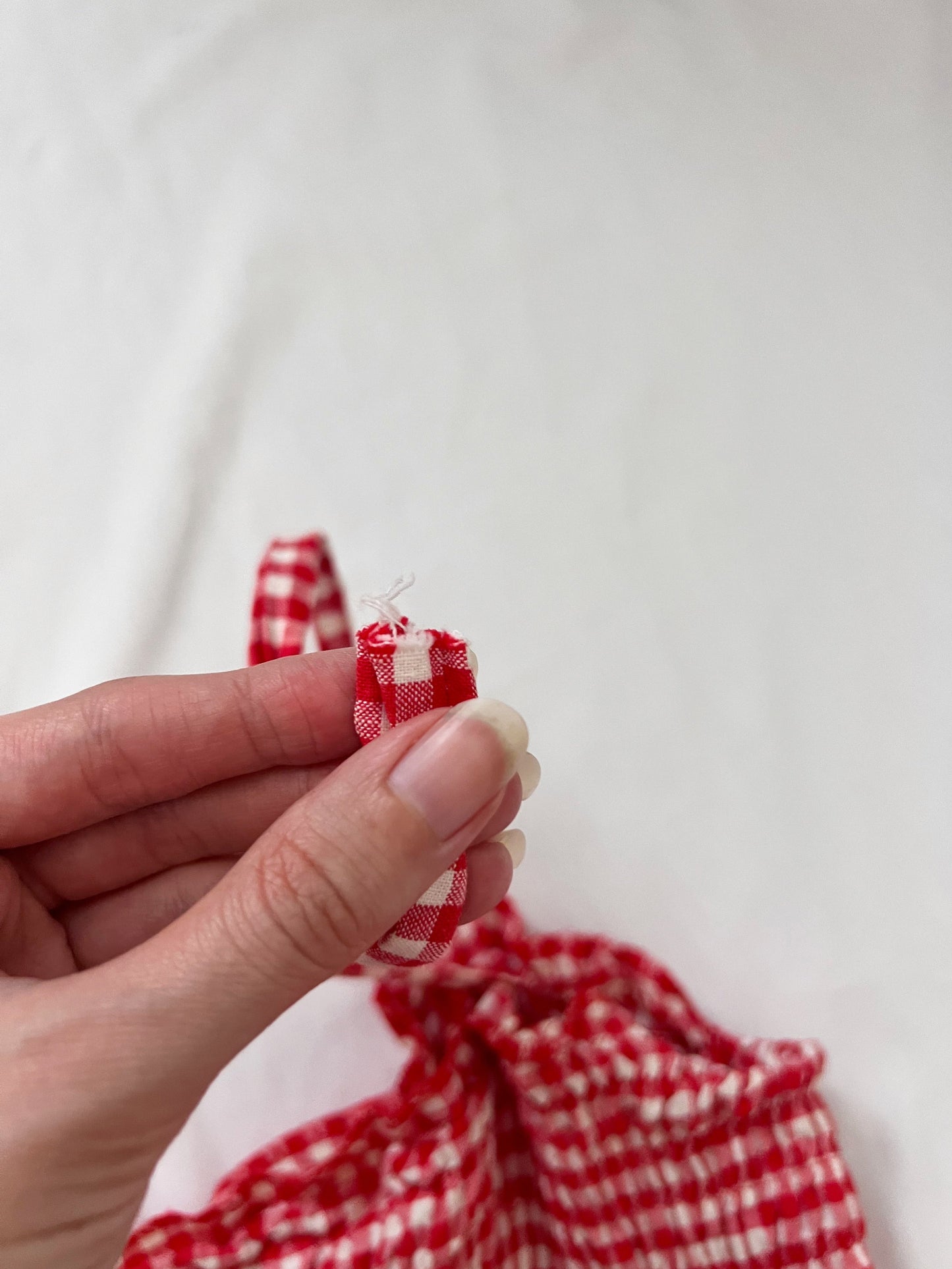 70s red and white gingham sundress, Size M