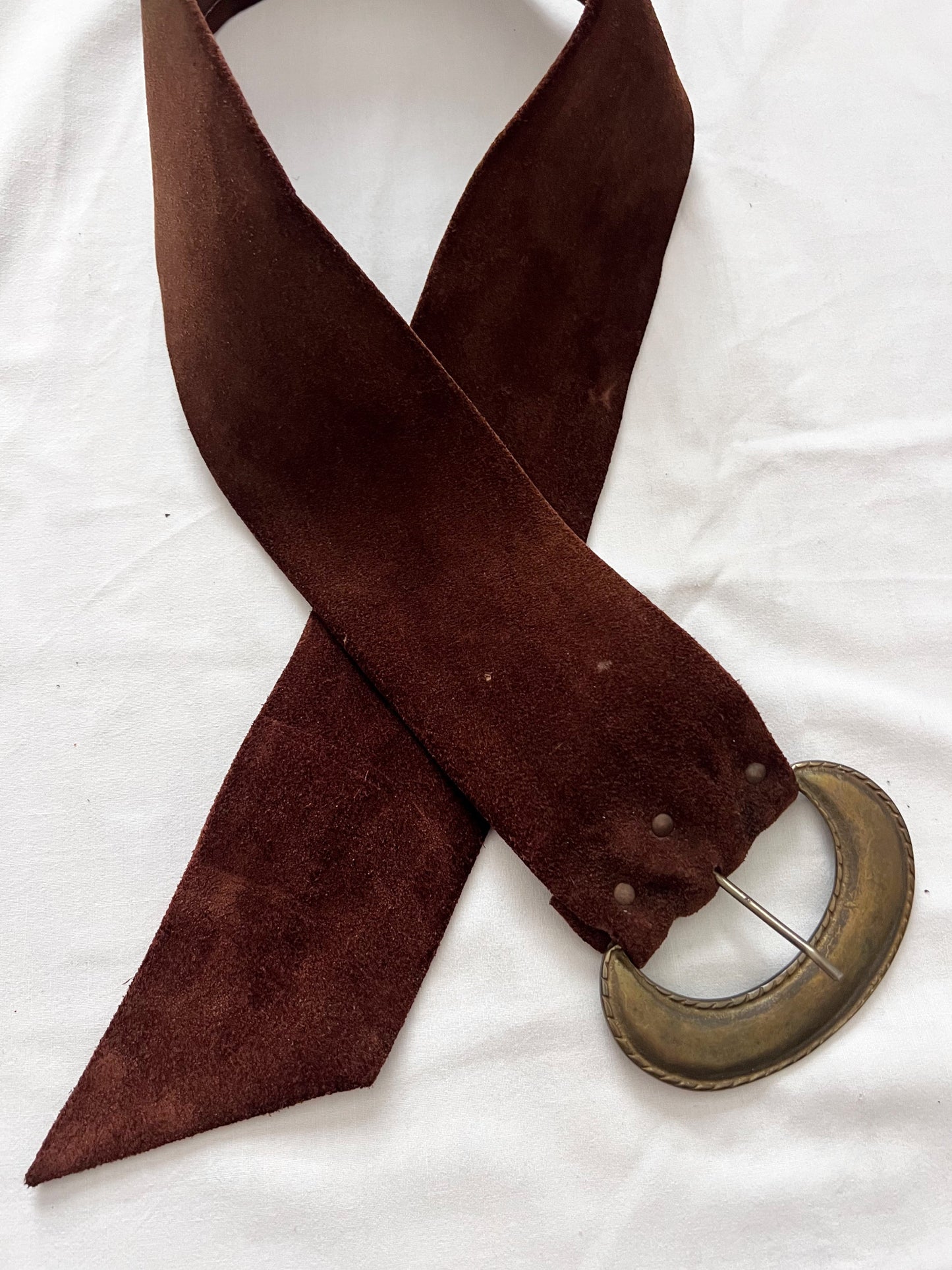 70s wide brown suede belt, Size XS-S