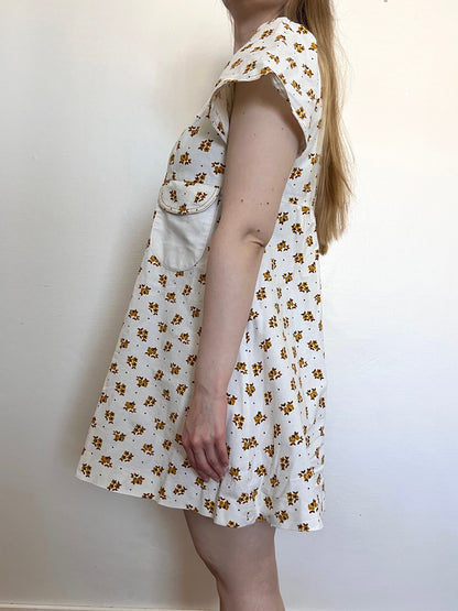 60s/70s babydoll floral dress, Size M