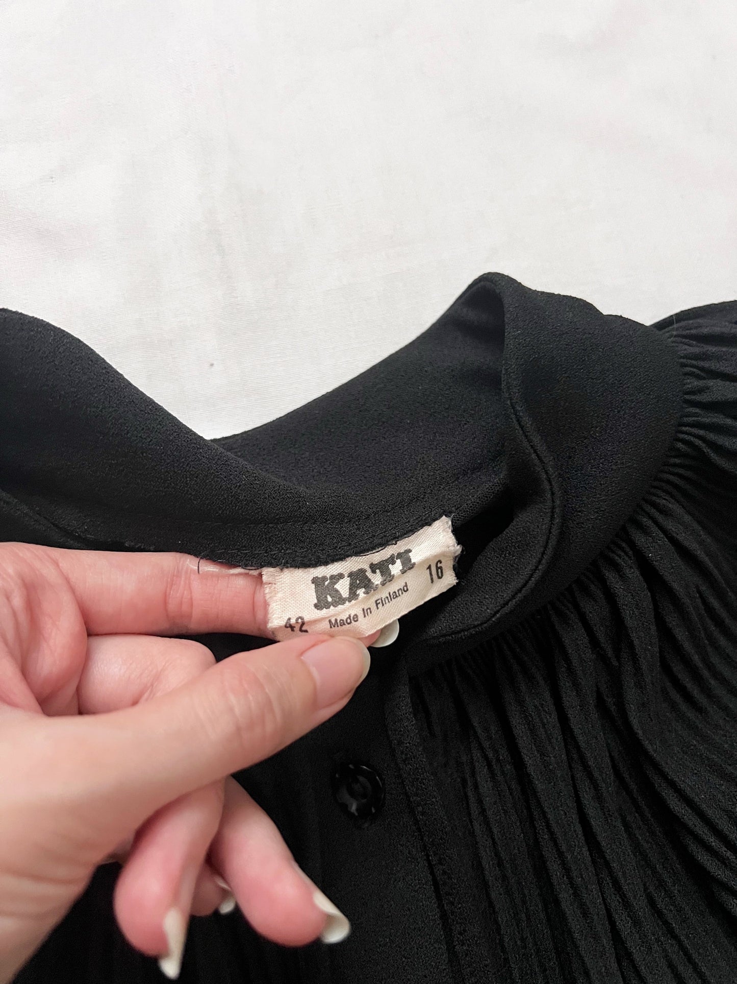 70s black ruffle dress, Size L
