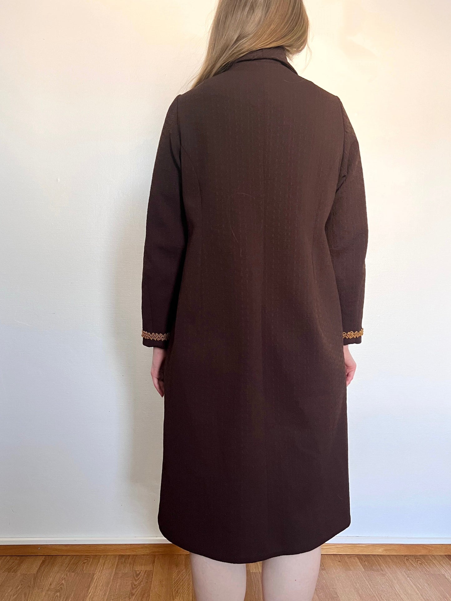60s/70s dark brown and gold dress, Size L
