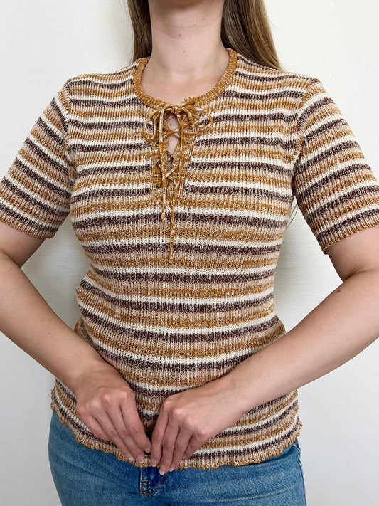 Knitted striped t-shirt, Size M-XL