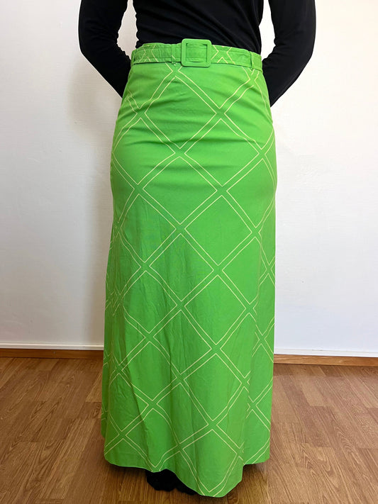 70s Vuokko green maxi skirt, Size S-M