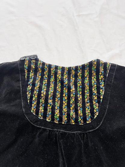70s black velvet mini dress, Size M