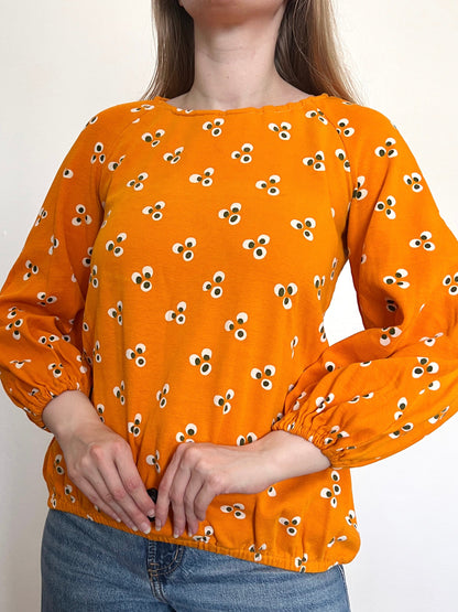 Marimekko 1970 100% cotton orange blouse, Size S