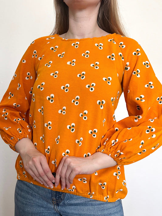 Marimekko 1970 100% cotton orange blouse, Size S