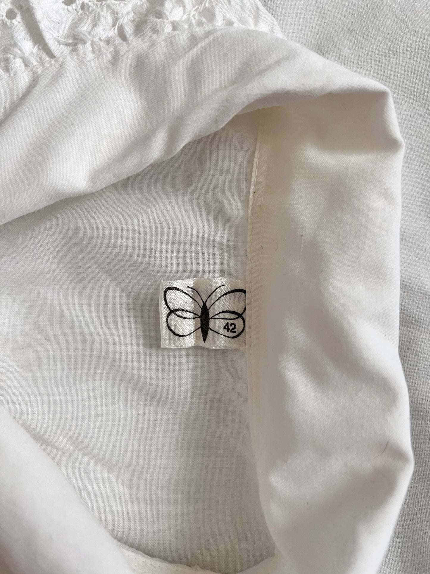 70s white lace blouse, Size M-L