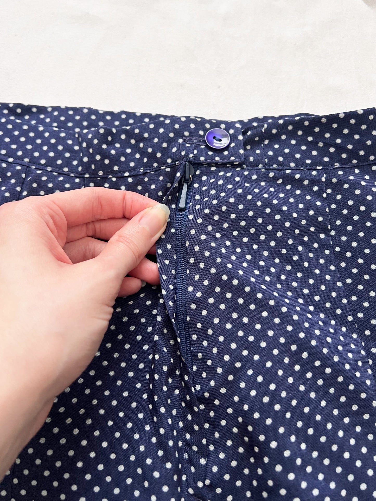 Blue and white polka dot skirt, Size S