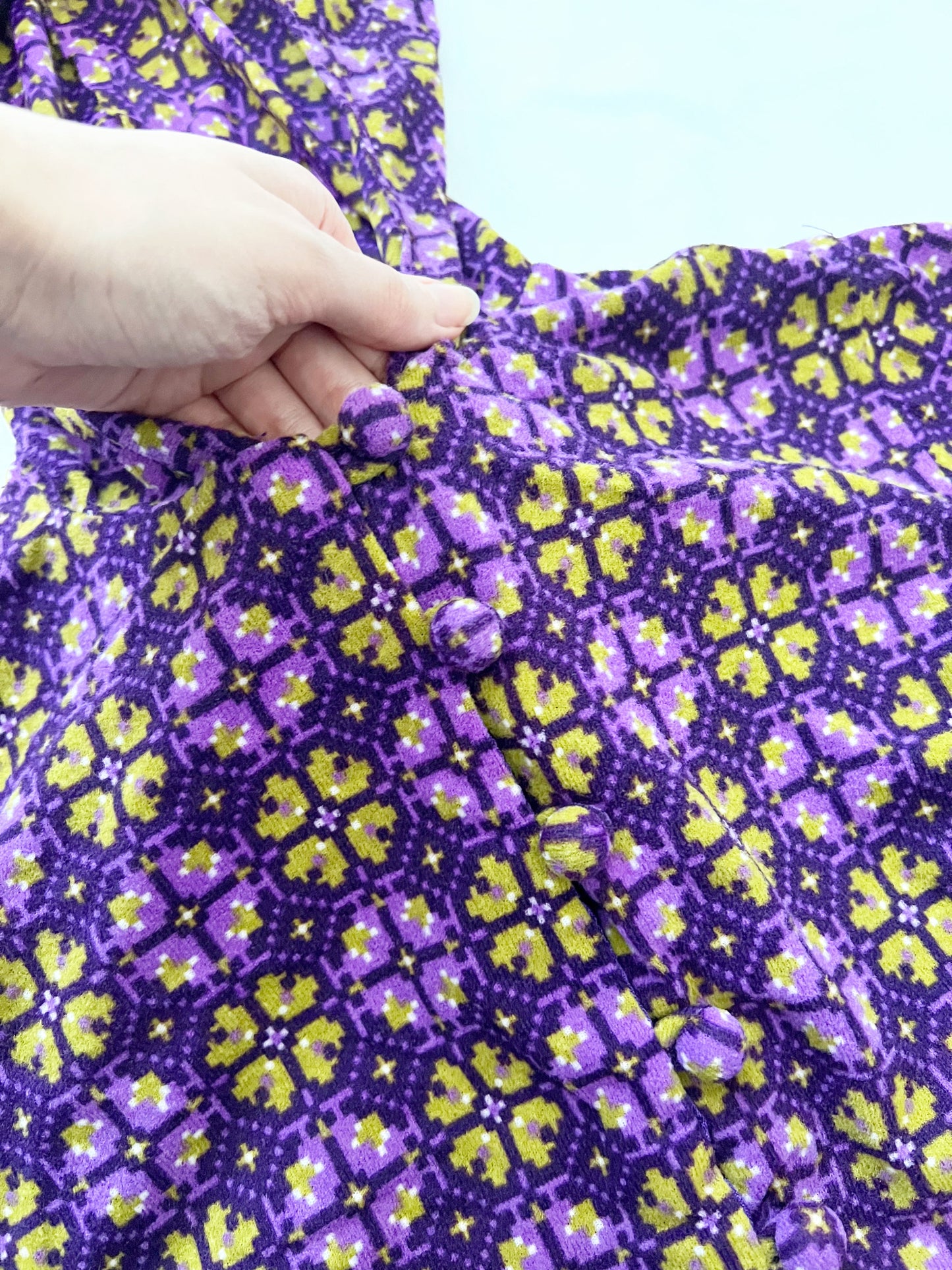 60s purple hooded mini dress, Size XS-S