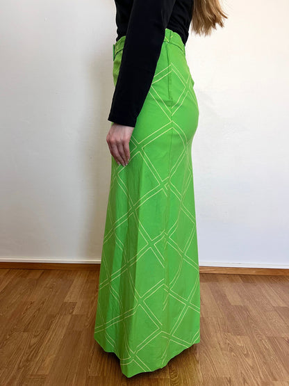 70s Vuokko green maxi skirt, Size S-M
