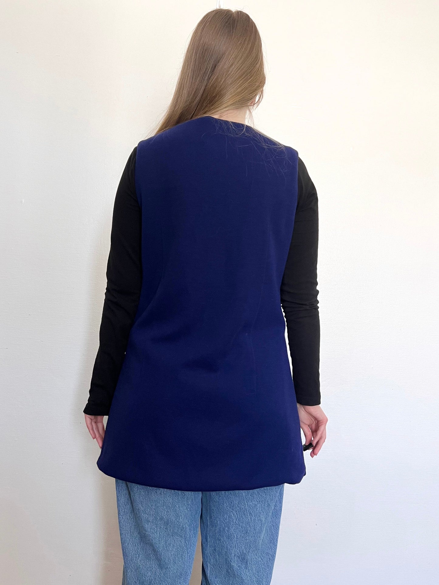 60s long blue vest, Size L