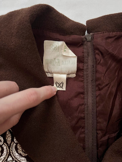 60s gold, silver and brown dress, Size S