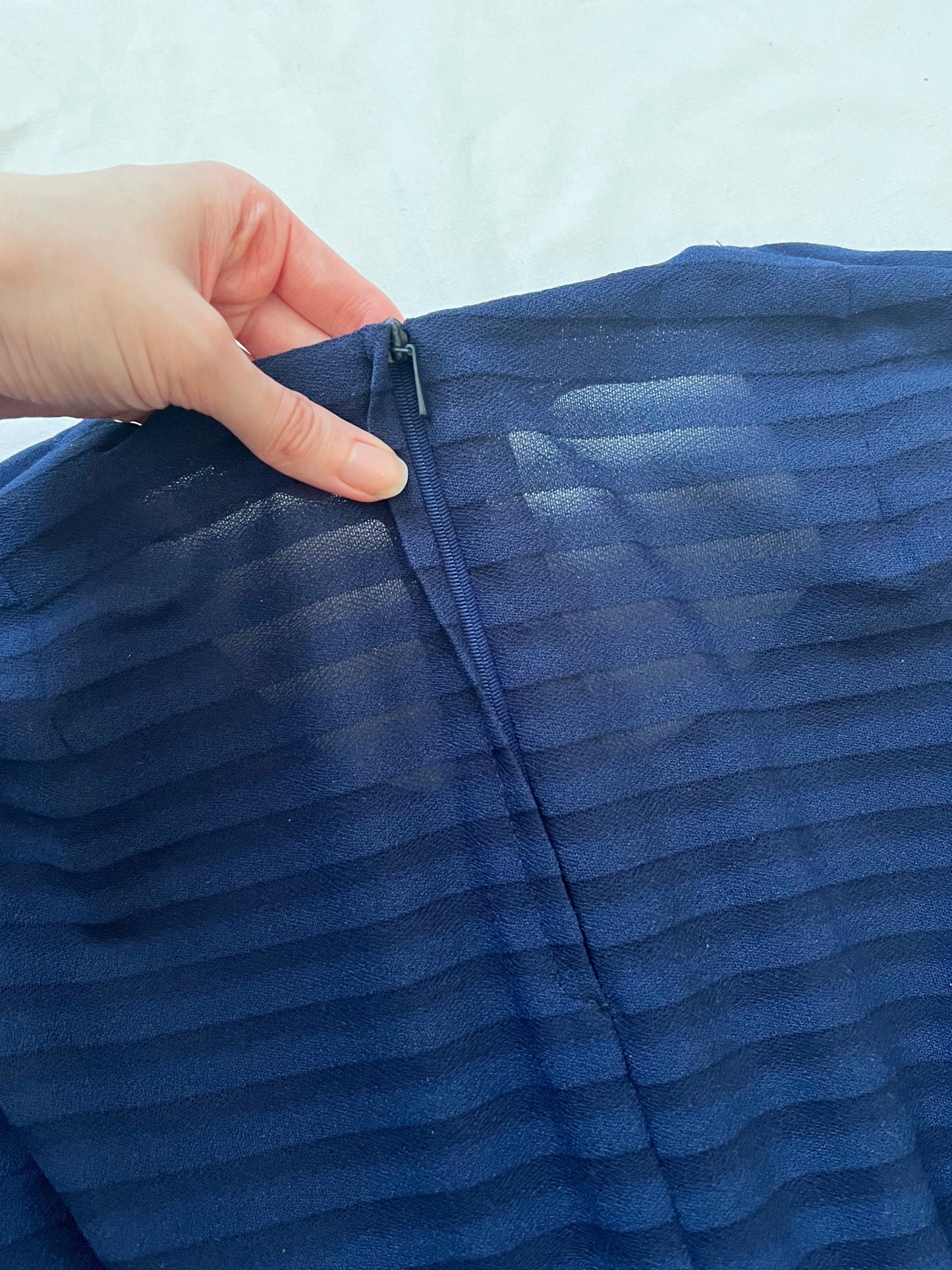 70s navy blue stripes dress, Size L