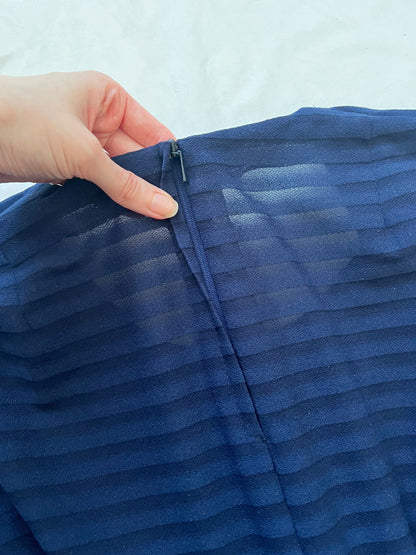 70s navy blue stripes dress, Size L