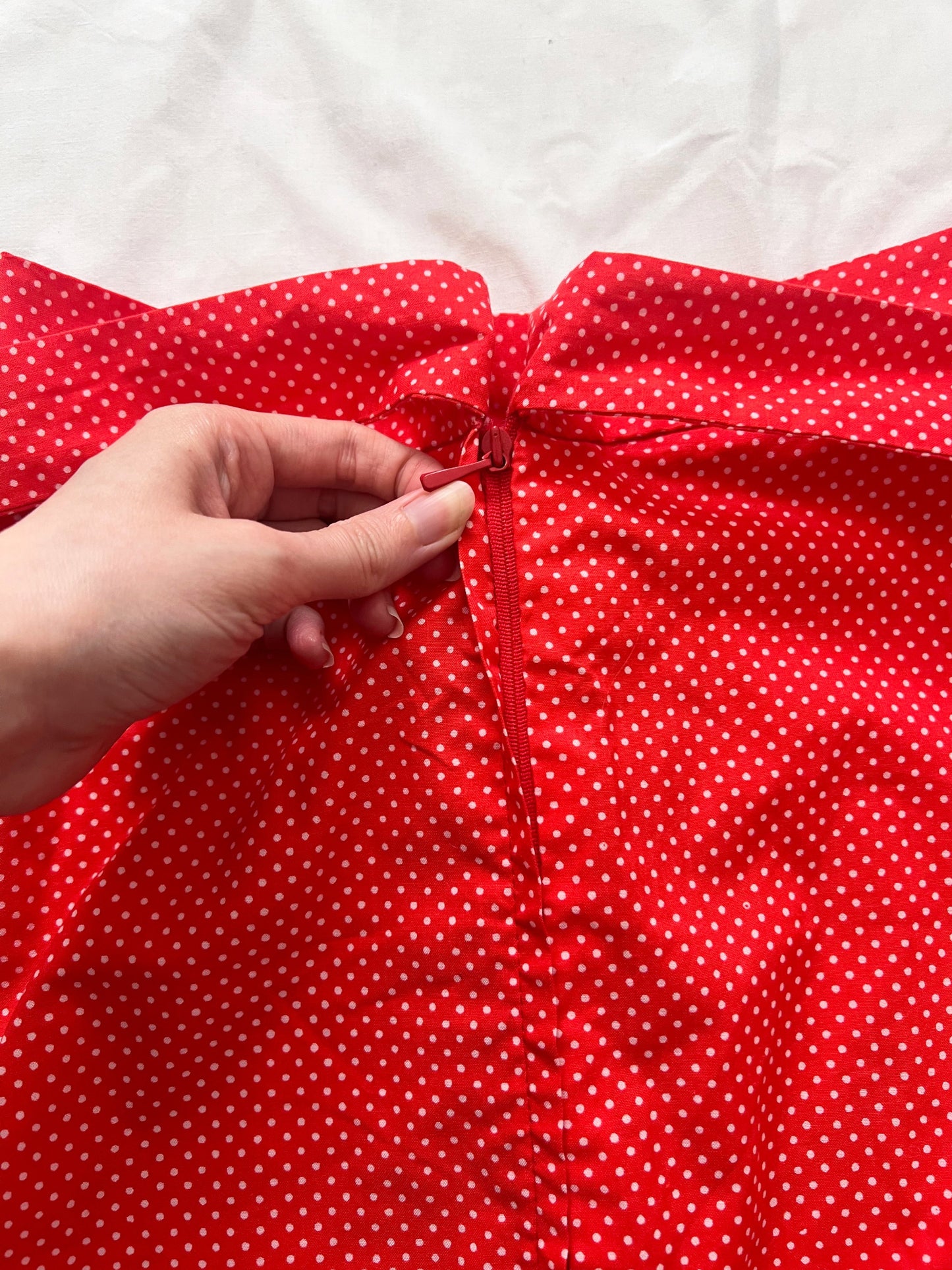 70s Pia & Paula red and white polka dot maxi skirt, Size S