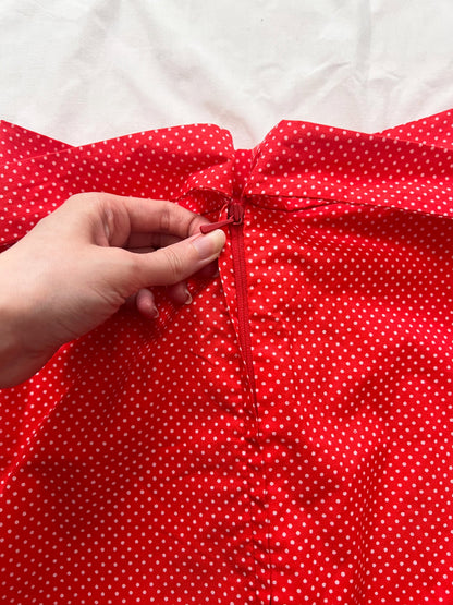 70s Pia & Paula red and white polka dot maxi skirt, Size S