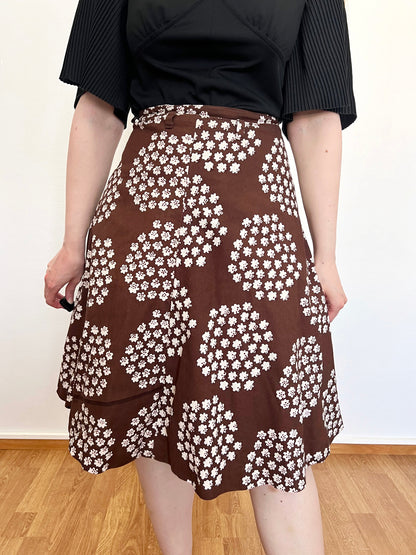 Brown and white flower skirt, Size XS