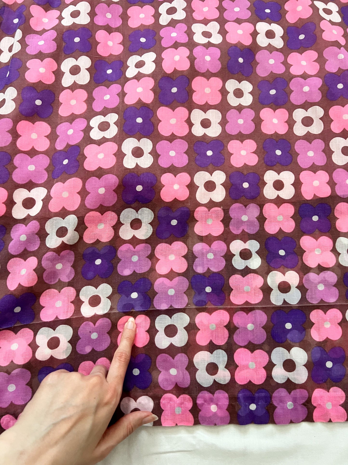 70s pink and purple flower power dress, Size S