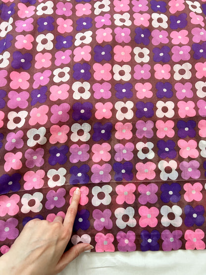 70s pink and purple flower power dress, Size S