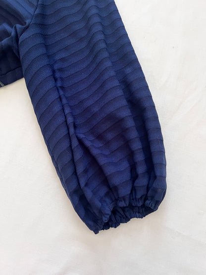 70s navy blue stripes dress, Size L