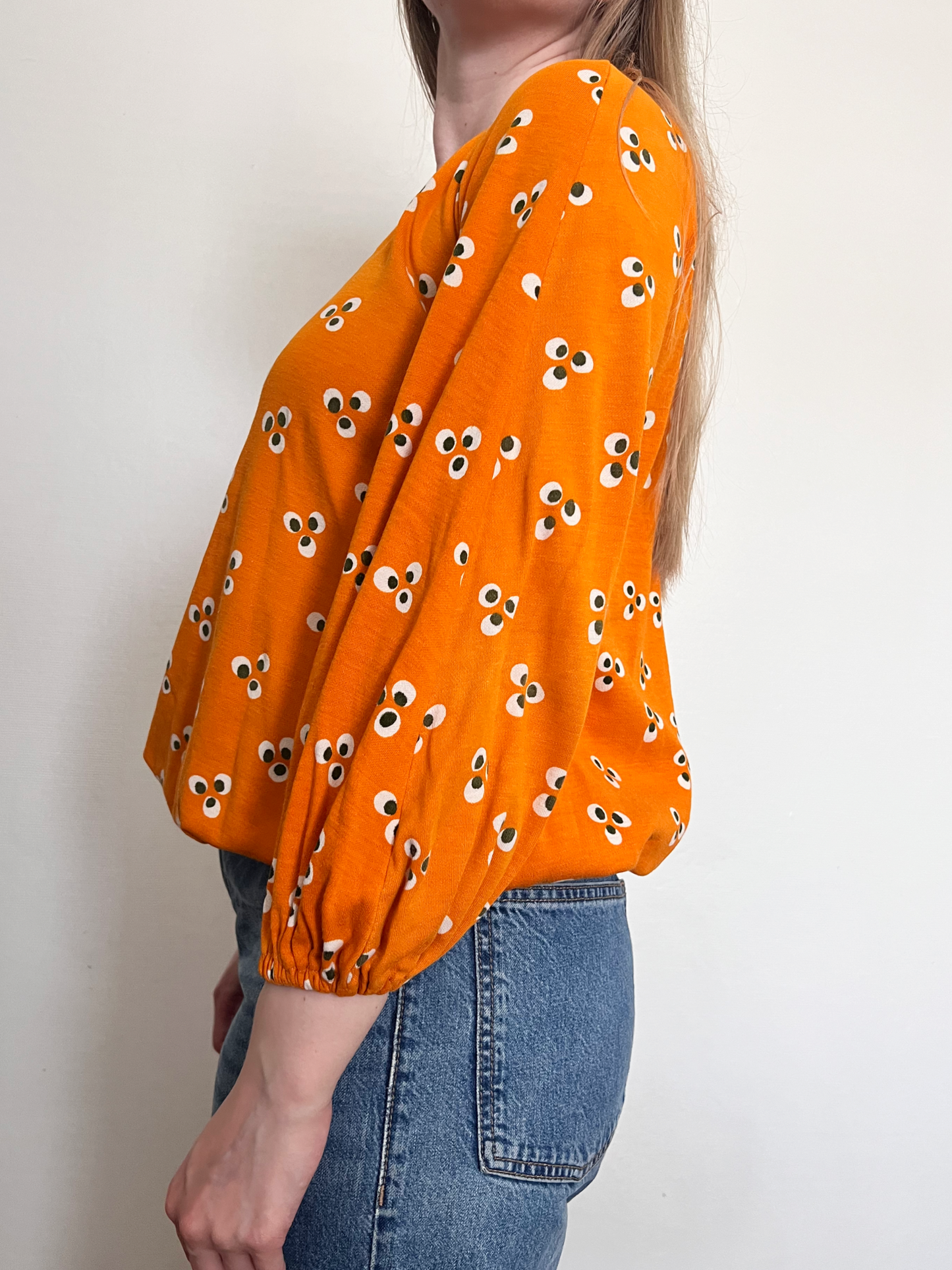 Marimekko 1970 100% cotton orange blouse, Size S
