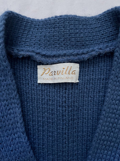 70s blue and white cardigan, Size M-L