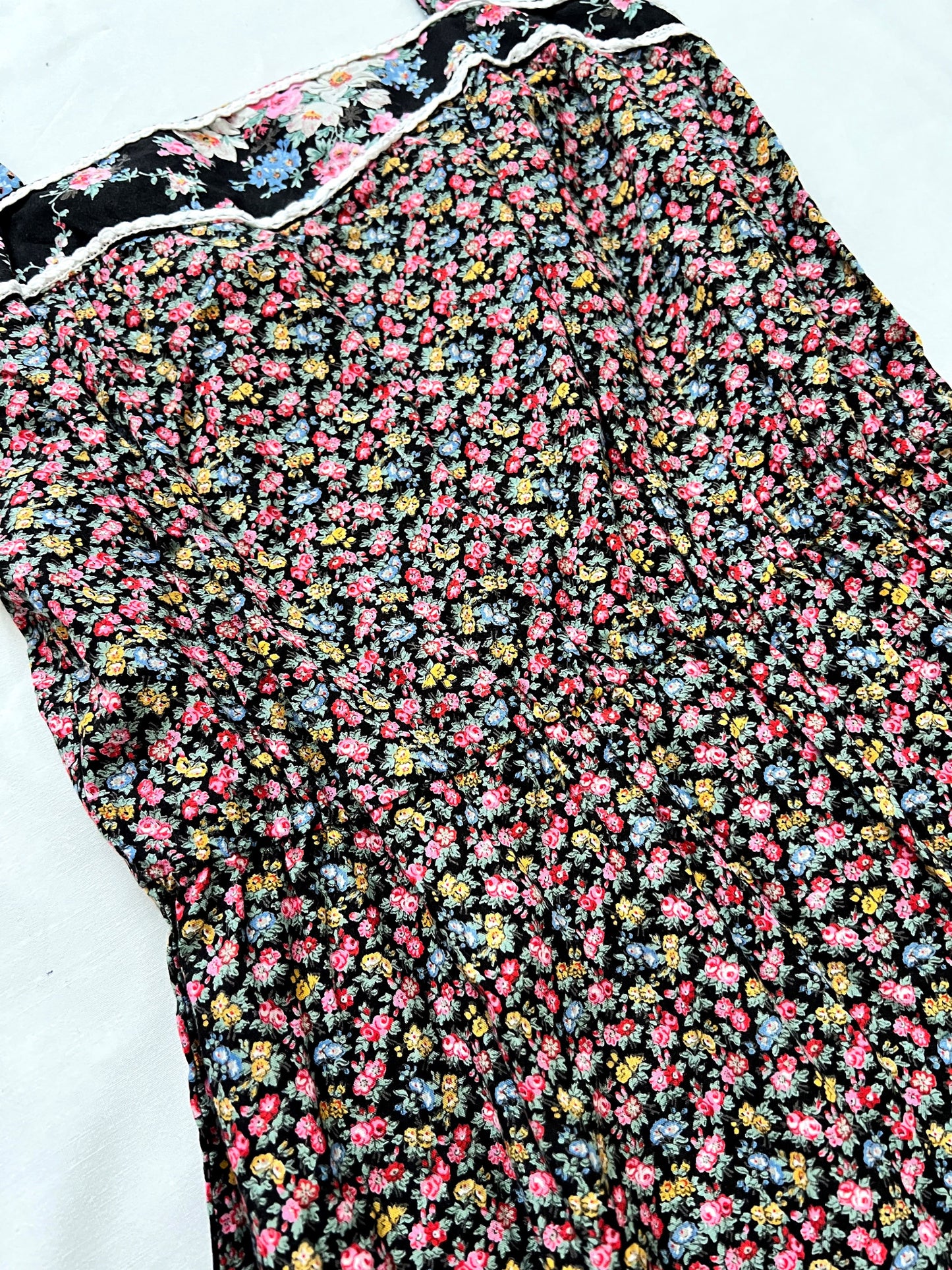 70s cotton floral sundress, Size XS-S