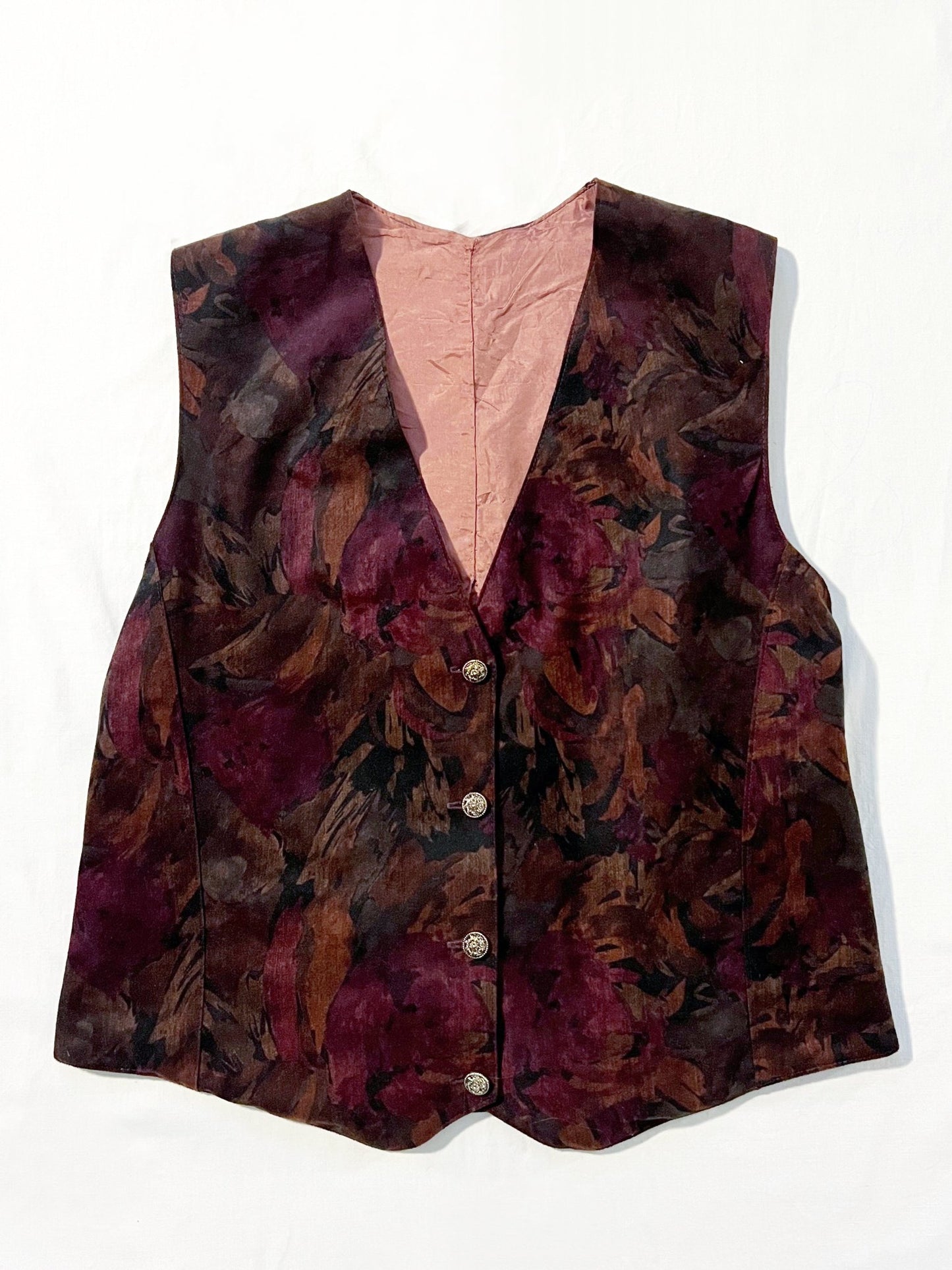 Burgundy flower vest, Size M