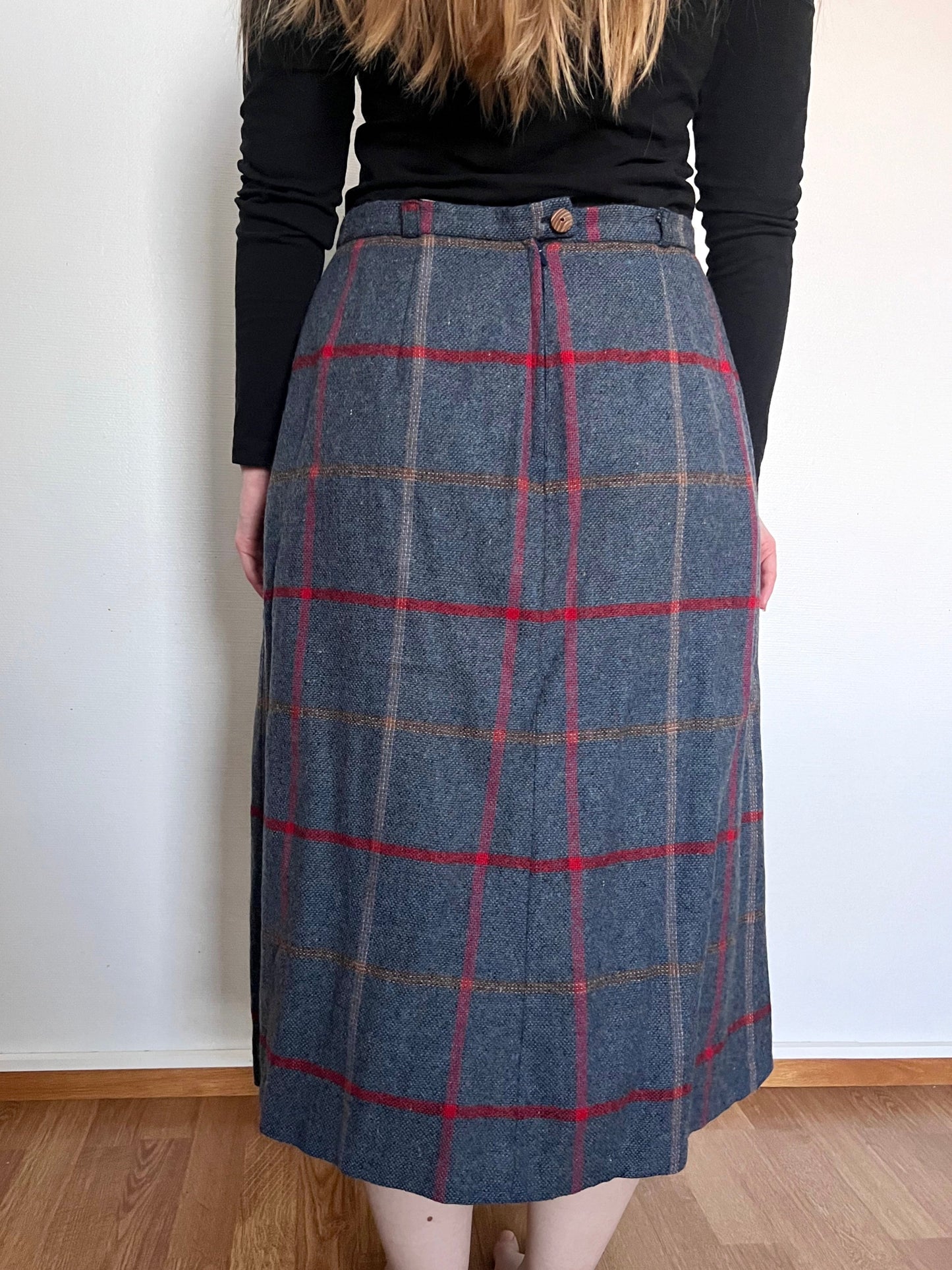 70s wool blend gray skirt, Size M-L