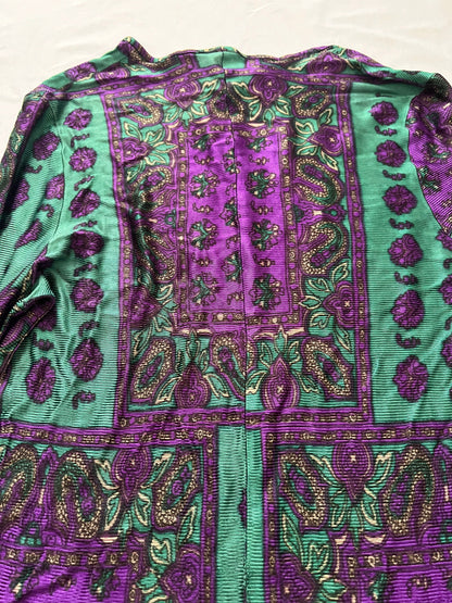 60s green and purple paisley top, Size XS